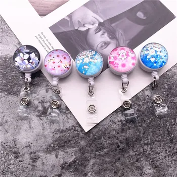 

Retractable Pull Badge Reel Advanced Crystal glass ID Lanyard Name Tag Card Badge Holder Reels Recoil Belt Key Ring Chain Clips