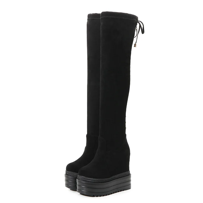 

LTARTA Slope Knee Boots Female Autumn and Winter Slender and Long Cylinder Plush Thick Bottom High Cotton Boots ZYW-521-128