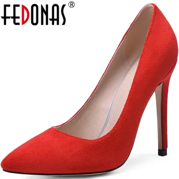 

FEDONAS Top Quality Spring Summe Supper High Heeled Pumps Sexy Shoes Night Club Pointed Toe 2020 New Arrival Shoes Woman