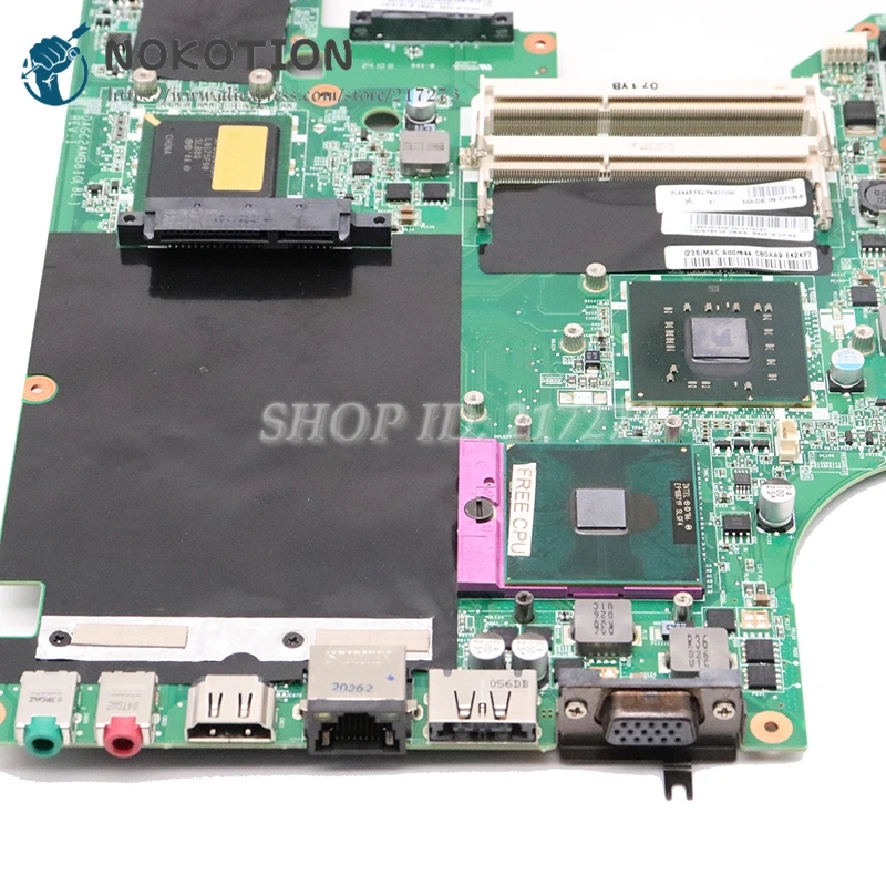 NOKOTION для lenovo thinkpad SL410 Материнская плата ноутбука 14 дюймов 63Y2096 материнская плата GM45 DDR3 Бесплатный процессор