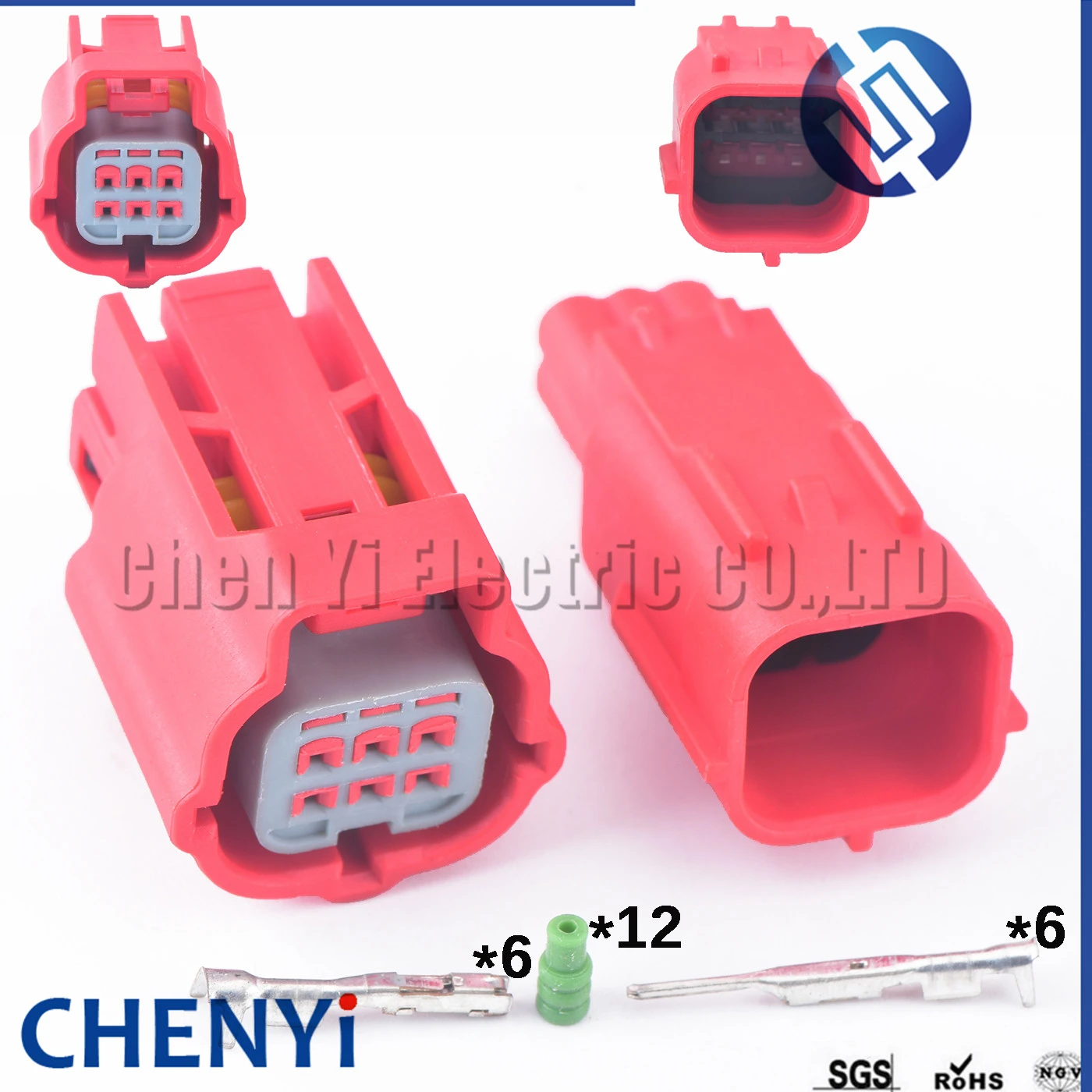 1 Set Red 6 Pin Male Or Female Car Obd Diagnostic Plug Auto Universal