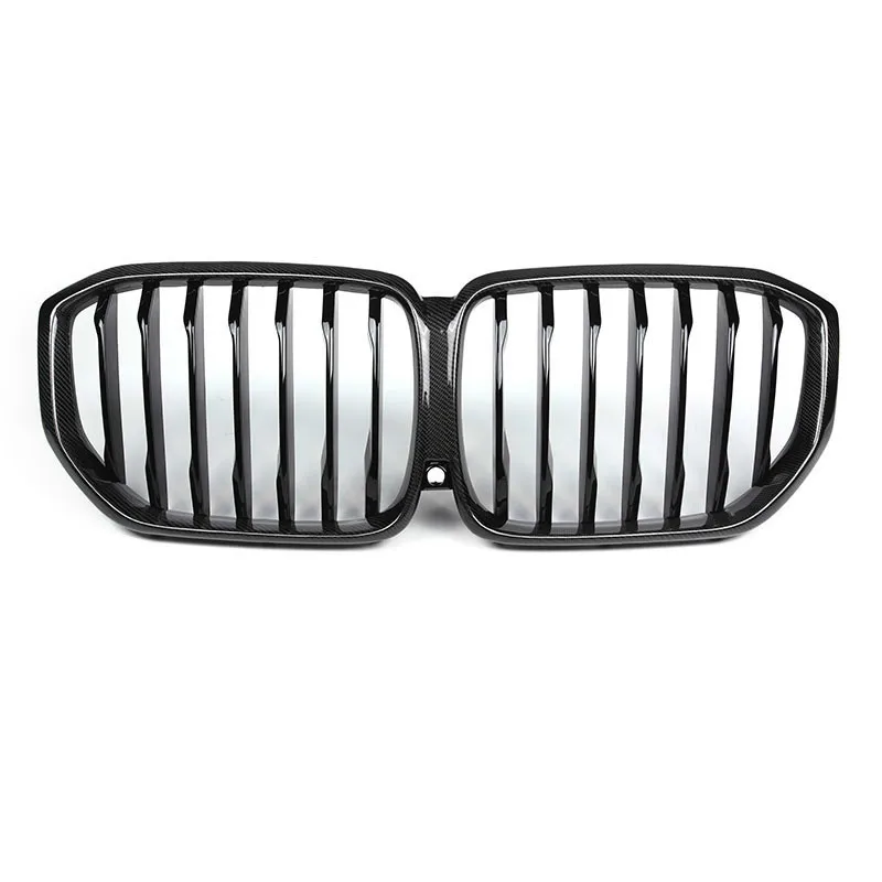 

Modified single-line carbon fiber bright black Racing Grills front grille, Fit For BMW X5G05 2019-2021