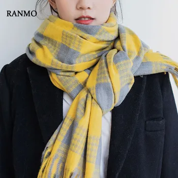 

Warm Winter Scarf for Women Fashion Plaid Cashmere Scarves Female Shawls and Wraps Thick High Quality Pashmina Neck Bandana