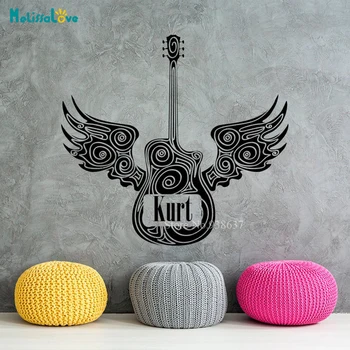 

Boys Guitar Sticker Music Personalized Name Decal Nursery Baby Room Wall Sticker Mural BA721
