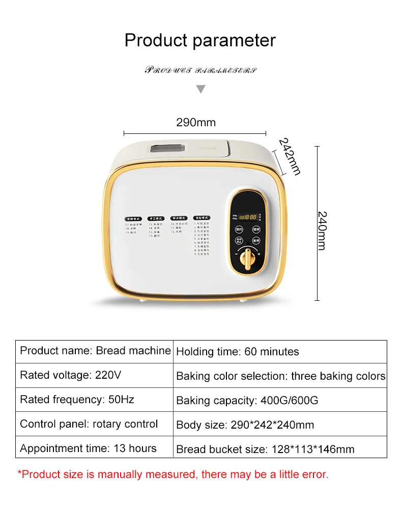DMWD Visible Automatic Multifunctional Mini Bread Maker Intelligent Electric Yogurt Cake Bread Toast Baking Machine Makers