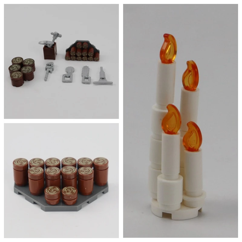 Кубики MOC для блокировки белый подсвечник свеча пламя игрушки и хобби детская