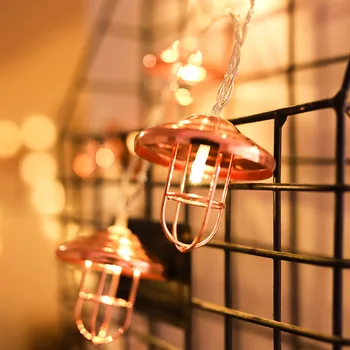 

20/40/80LEDs LED Lantern String Lights Retro Brass Iron Garland Battery Fairy Lamp Party Christmas Wedding New Year Decoration