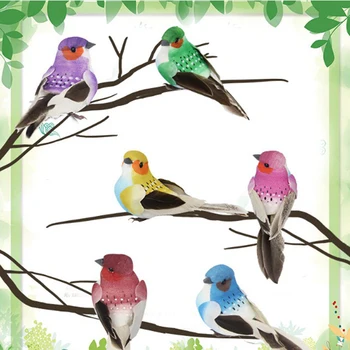 

1pcs color feather simulation bird foam bird green plant bundle simulation gardening garden decoration crafts
