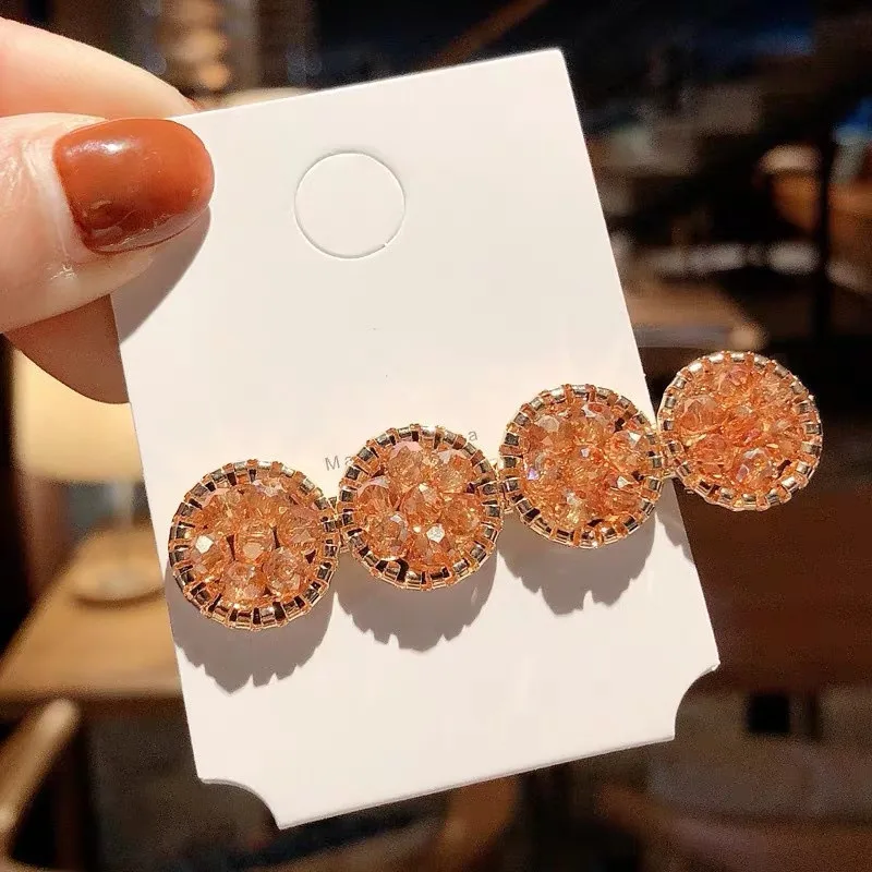 Fashion Korea Crystal Rhinestones Hair Clips Women Hairpins Geometric Round Hairpin Hairgrip Girls Barrette Hair Accessories