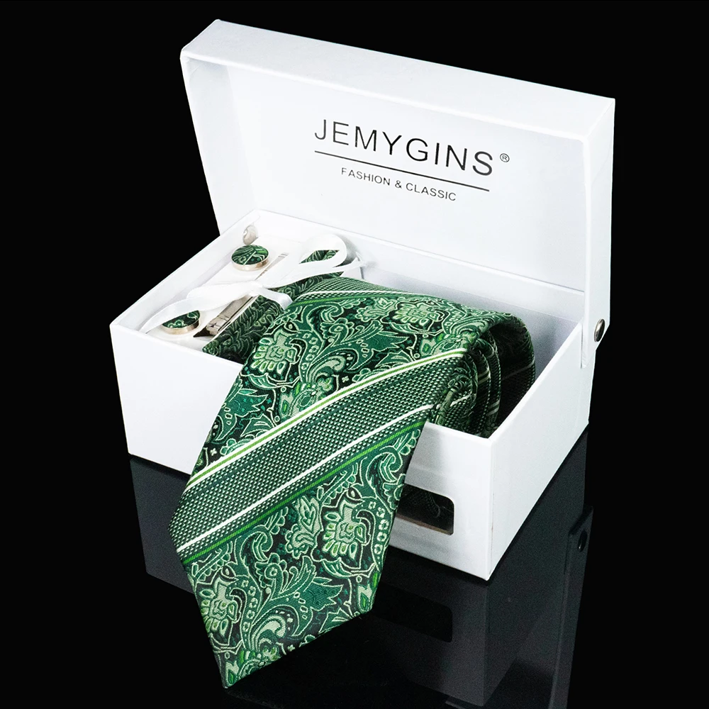 2021 Fashion Silk Jacquard Woven Tie White Geometric Striped Ties For