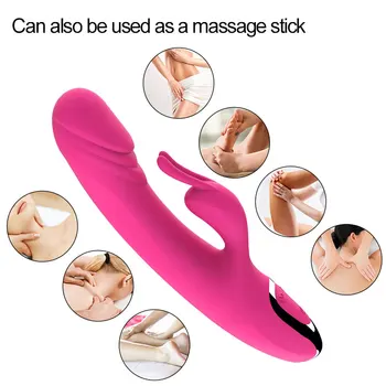 G Spot Rabbit Powerful Vibrator Sex Toys For Woman Clitoris Stimulator Double Penetration Vibrating Dildo Vagina Masturbation 5