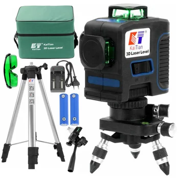 

KaiTian 12 Line Laser Level Tripod 532nm Self-Leveling Cross 360 Vertical&Horizontal Green Level 3D Laser Line Construction Tool