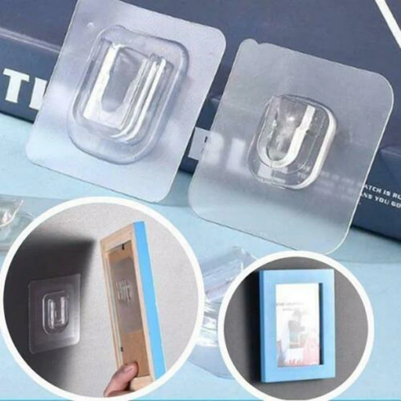 Ganchos adhesivos de pared para 10/5/1 pares, colgador de pared, ventosa transparente, gancho adhesivo de doble cara, gancho montado a la pared de 6*6cm