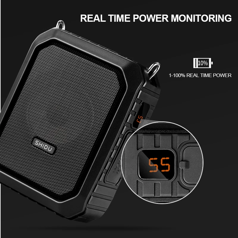 Portable Bluetooth Megaphone Wired Voice Amplifier IPX 5 Waterproof Mini Loudspeaker with Microphone Belt Support AUX TF U Disk