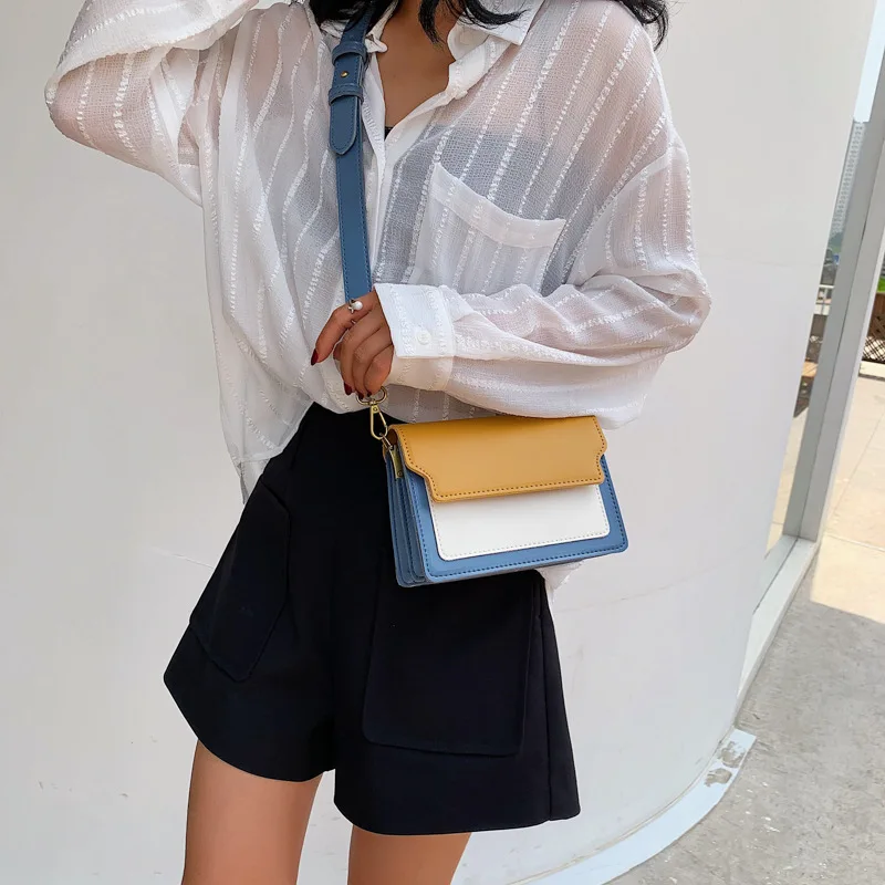 

On the new summer women 2019 new Korean version of Joker Messenger bag women's wide shoulder strap shoulder color small bag