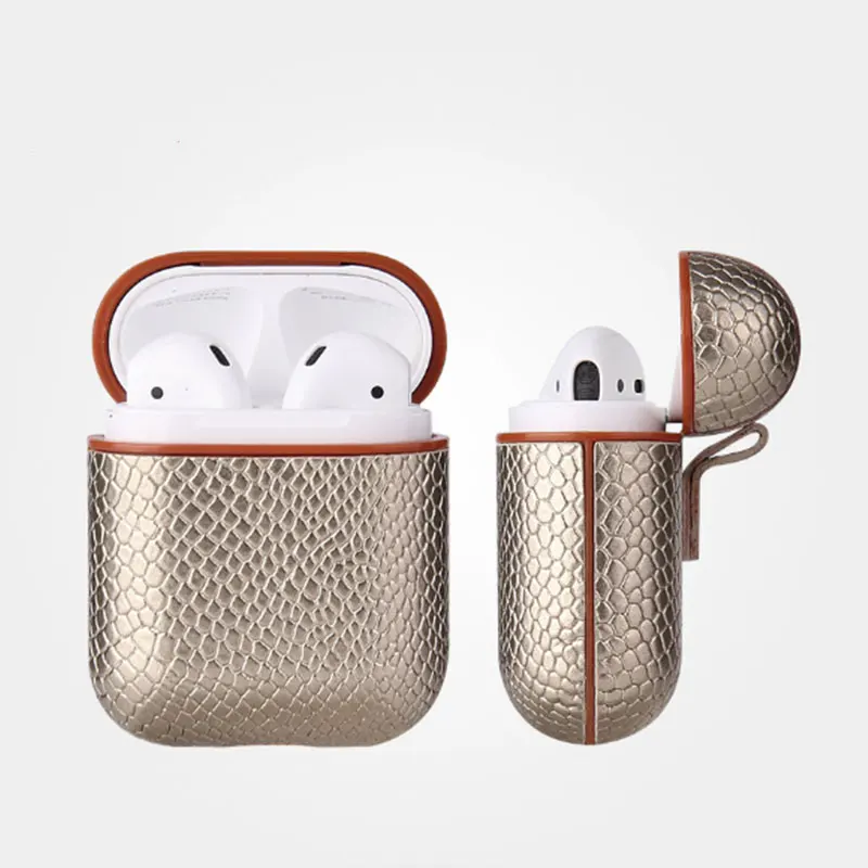 Пользовательский чехол Python для Apple Airpod Bluetooth беспроводной наушник Змеиная Кожа PU
