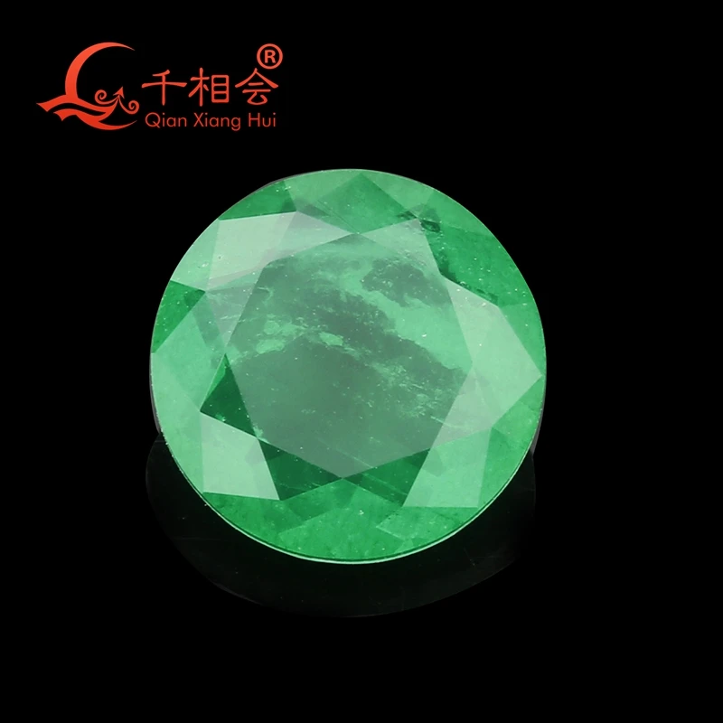 

Round shape natural crystal add glass green color and red color loose stone
