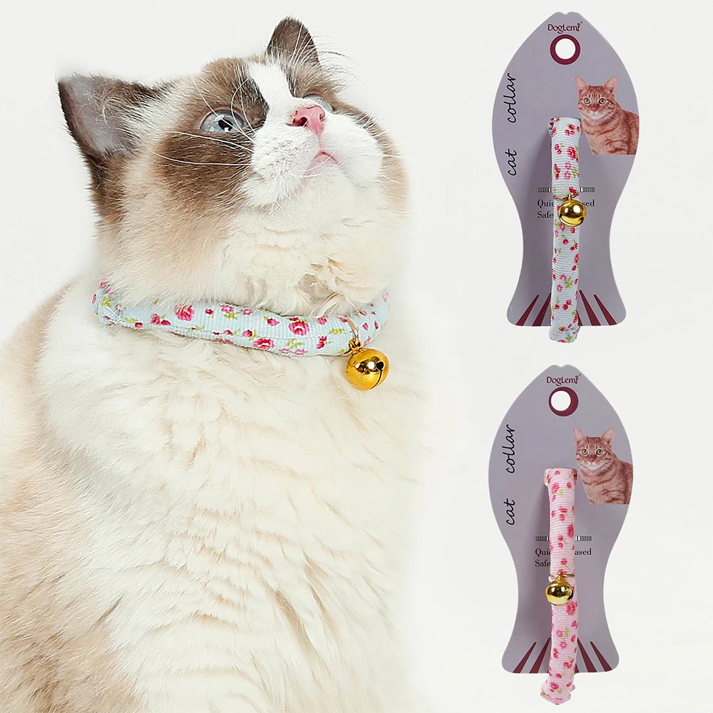 Ошейник с колокольчиком для кошек Collier Pour Chat эластичный японский ошейник для кошек с колокольчиком быстросъемные принадлежности