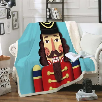 

Nutcracker Soldier 3D Printed Sherpa Blanket Couch Quilt Cover Travel Bedding Outlet Velvet Plush Throw Fleece Blanket Bedspread