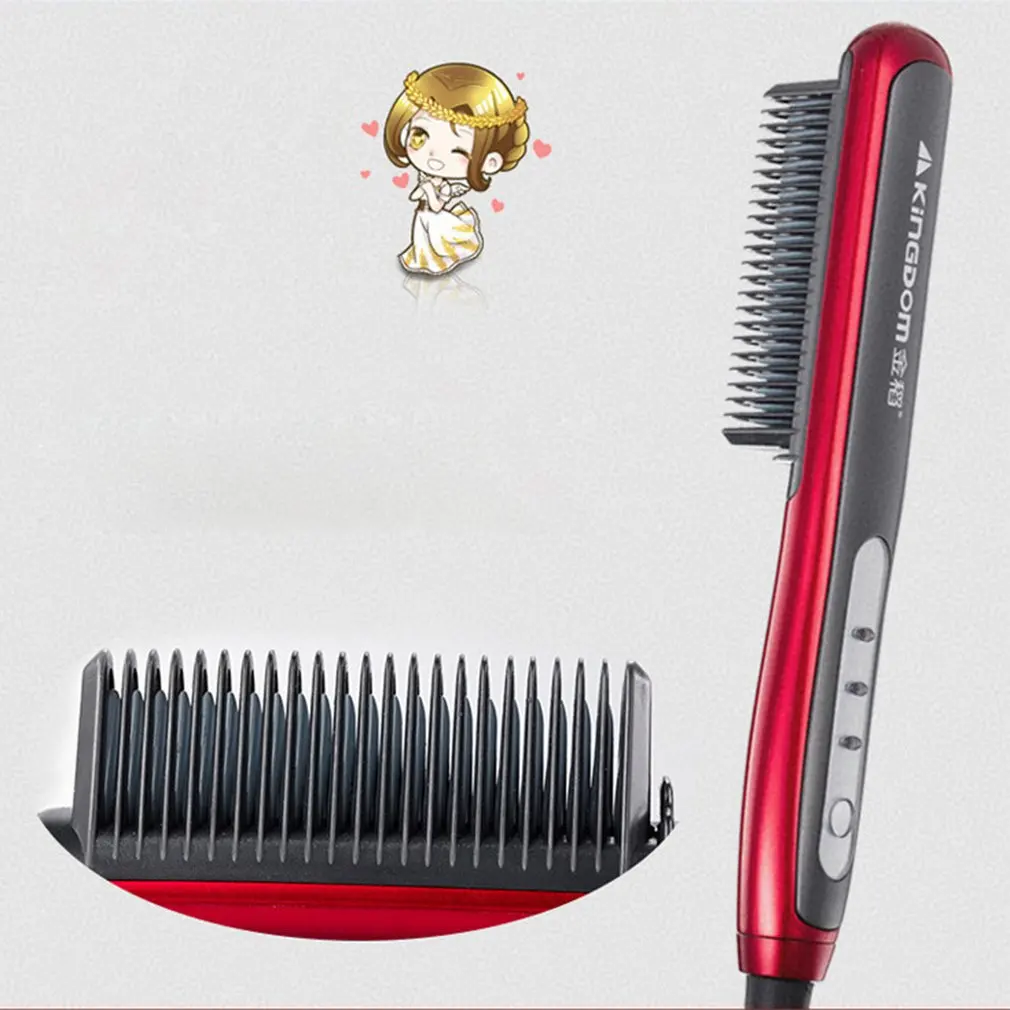 KD-388B Mini-roll Straight Dual Use Electric Splinter Hair Straighten Comb Hair Straightener Hair Curler Hairdressing Tools