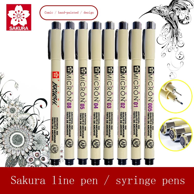 Sakura Pigma Micron Neelde мягкая кисть Ручка для рисования Fineliner Мультяшные чернила