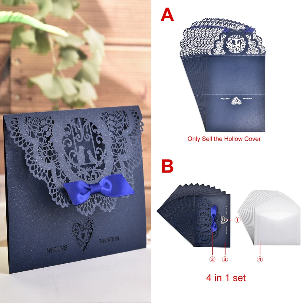  10PCS European Style Elegant Delicate Carved Lace Wedding Party Invitations Cards Wedding Party Dec - 4.00042E+12