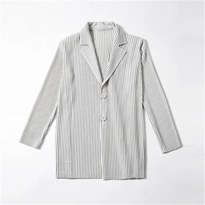Miyake men's Japanese stretch fabric pleated clothing full collocation suit casual notched collar blazer
