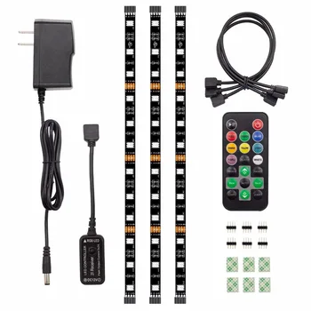 

LED Light Strip Accent Kit, 3 x Pre-Cut 12 Inch RGB LED Strips - Includes Remote, Power Supply and Connectors for Under Cabinet