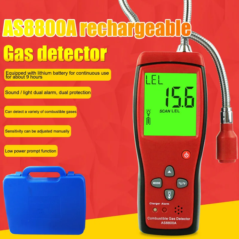 

Combustible Gas Detector Portable Gas Leak Location Analyzer Test Tool LCD Display PUO88