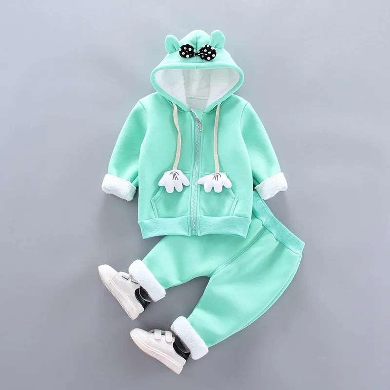 

Baby Girl Winter Clothes Korean Cartoon Cashmere Cardigan Coats + Pants 2PCS Infant Christmas Outfits Kids Bebes Jogging Suits