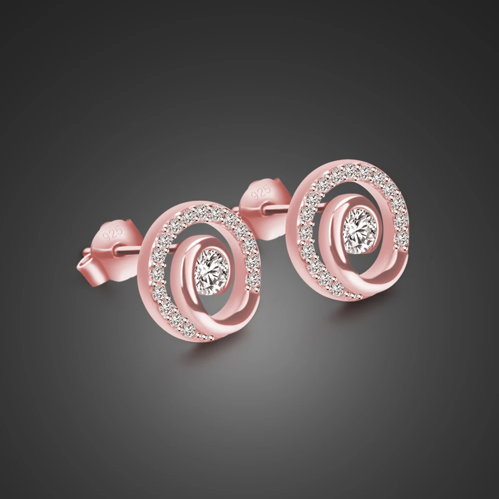 OL стильные серебряные серьги для девушек из стерлингового серебра 925 пробы, круглые серьги из розового золота, однотонные серебряные серьги без аллергии