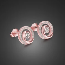 OL стильные серебряные серьги для девушек из стерлингового серебра 925 пробы, круглые серьги из розового золота, однотонные серебряные серьги без аллергии