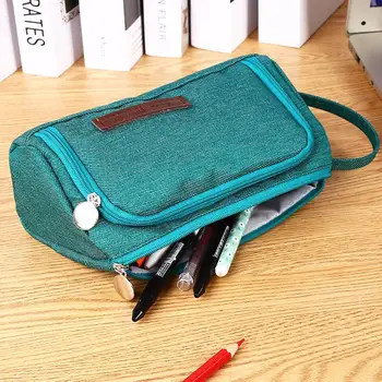 

Pen Case Pencil Stationery Student Storage Gifts Canvas Big Capacity Simple Durable Pencil Case School Furl Protection