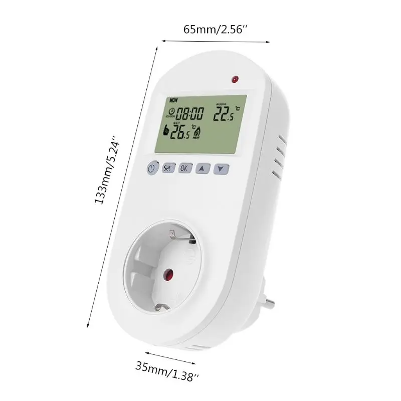 Программируемый штепсельный термостат ЕС розетка 16A Электрический Подогрев подпольный комнатный регулятор температуры