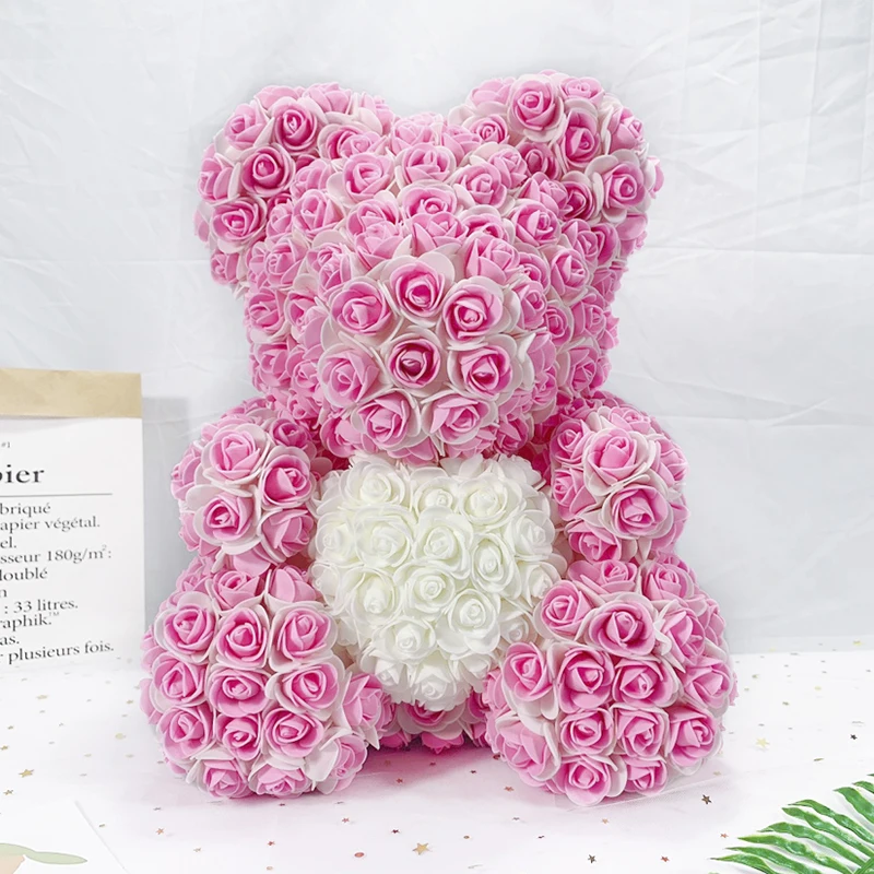 2022 New Double colors 40CM Rose Teddy Bears With Heart Artificial Flower For Valentine's Day Wedding Gifts | Дом и сад