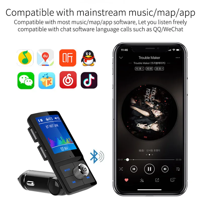 

FM Transmitter Bluetooth Radio Adapter Car Kit with USB Car MP3 Player SP99