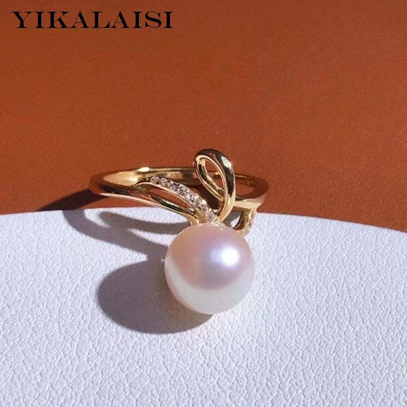 

YIKALAISI 925 пробы серебряные кольца ювелирные изделия для женщин 8-9 мм сплюснутые кольца с натуральным пресноводным жемчугом 2021 Изящные Новые оптовые продажи