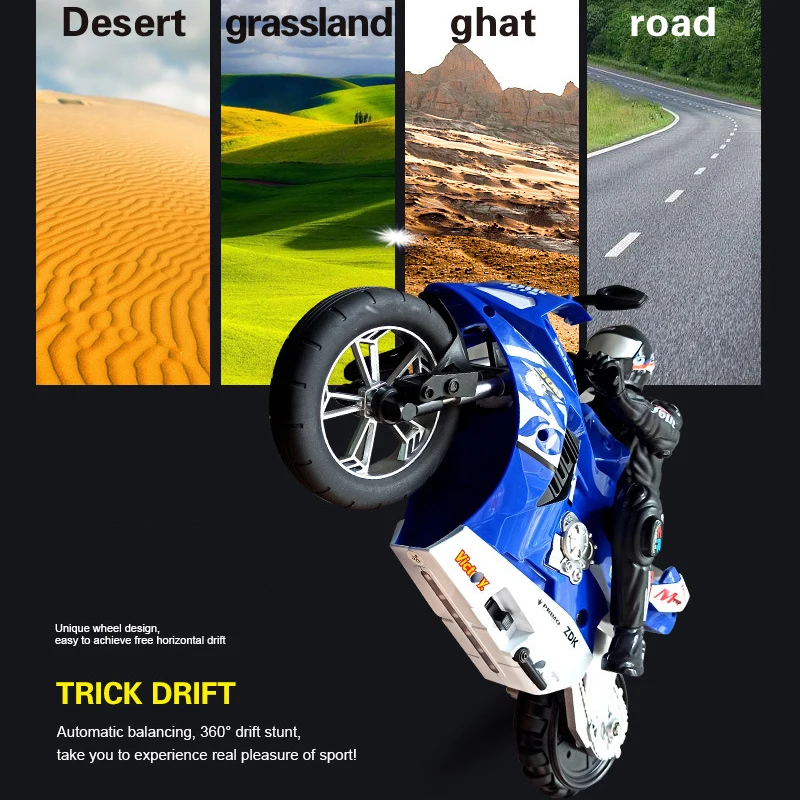 Simulation Remote Control Motorcycle Self-stabilizing Balance System Stunt Driving In Situ Rotation Cool Light Children's RC Toy 3