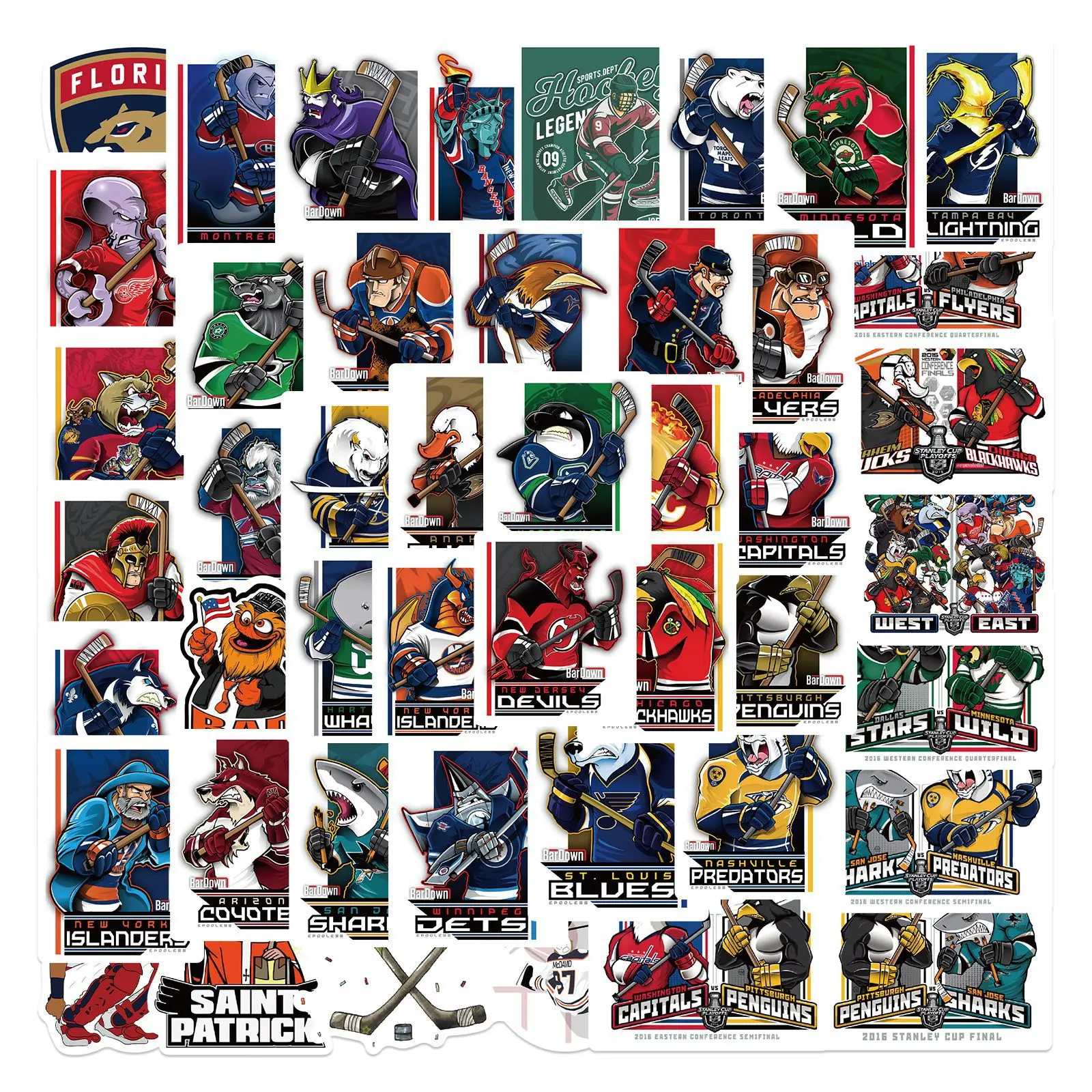 10/30/50pcs  Sports Ice Hockey Mascot Logo Stickers Cool Helmet Personalized  Luggage  Waterproof Laptop Decal Decor  Stickers outdoor sports tactical headset comtac ii helmet bracket version noise reduction pickup shooting headphones cb