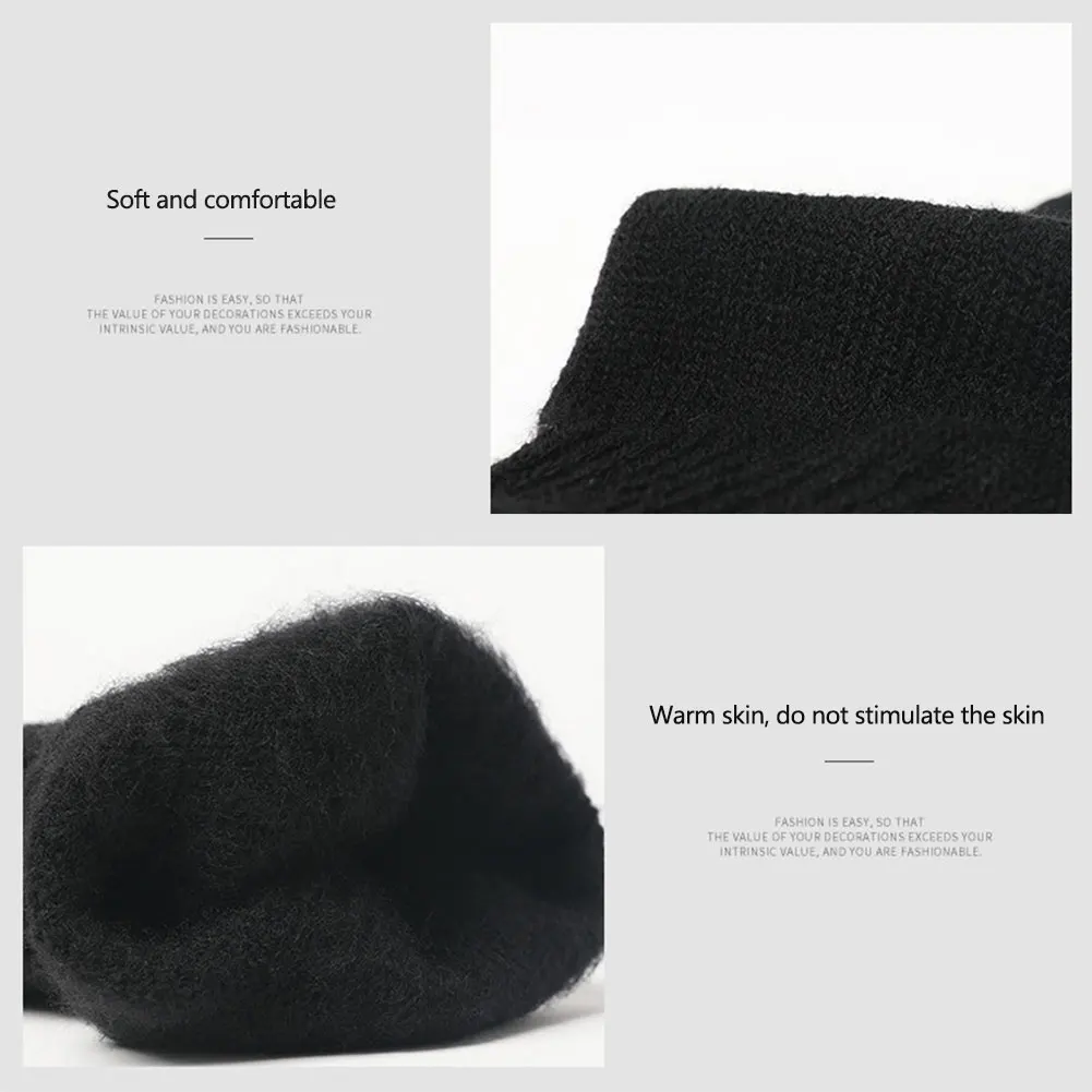 Зимние вязаные шерстяные перчатки для сенсорного экрана одноцветные теплые