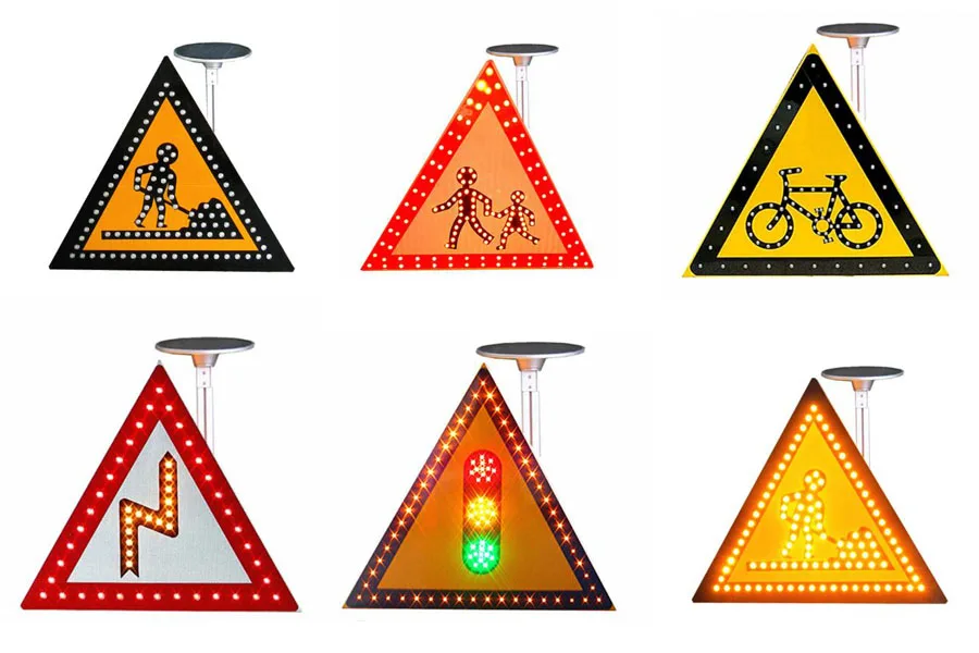 Алюминиевый круглый солнечный дорожный знак с мигающим или стабильным светодиодный светильник для безопасности дорожного движения