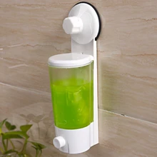 ABS Wall Mounted Powerful Sucker Tools Bottle Container Bathroom Sink Liquid Soap Dispenser Shampoo White Lotion