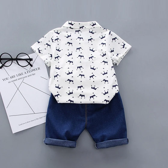 HE Hello Enjoy/ г. Комплект детской одежды для мальчиков, летняя детская одежда рубашка с короткими рукавами и галстуком-бабочкой+ клетчатые шорты, костюмы