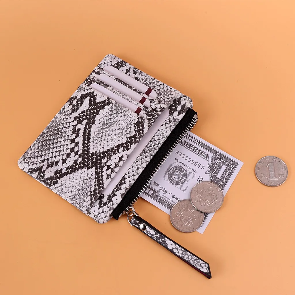 Женские кошельки, Маленький модный брендовый кожаный кошелек из змеиной кожи, женская сумка для карт, женский клатч, кошелек, зажим для денег# R10