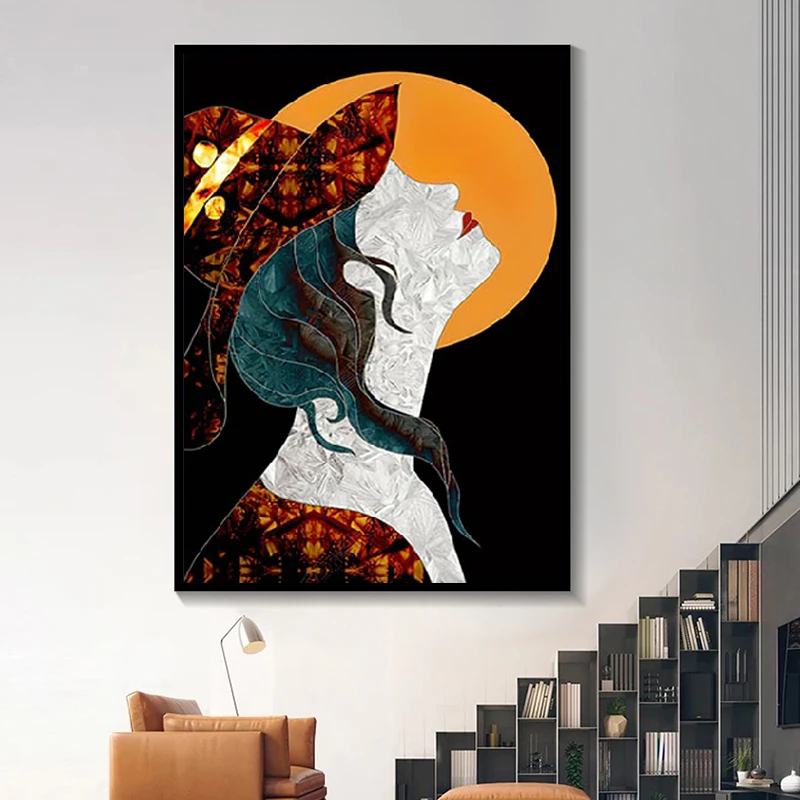 

Canvas Painting Portrait Posters and Prints Sexy Women with Moon Oil Painting Wall Pictures for Living Room Cuadros Home Decor