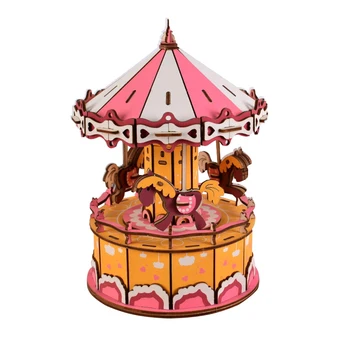 

New Design 6 Styles Assemble DIY Wooden Material Round Wind-up Music Box Educational Puzzle Toys For Kids Gift Or Collection
