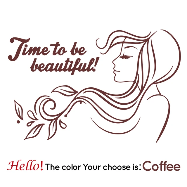 Fun Beautifil girl Wall Sticker Home Decor Decals For Woman Bedroom Vinyl Stickers Woman Beauty Quote Wallpaper Poster Mural Coffee