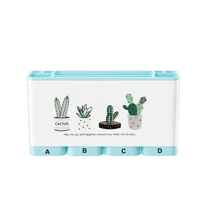 Blue-cactus Держатель для зубной щетки и зубной пасты, держатели для бритвы, аксессуары для ванной комнаты, набор настенных стоек, набор инструментов для ванной - Цвет: Blue-cactus