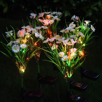 

2 PCS LED Lawn Lamps Daisy Solar Powered Outdoor Waterproof Lights Garden Yard Night Waterproof Courtyard Community Walkway