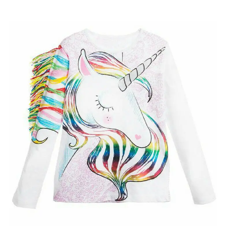 

Pudcoco New Casual Toddler Kids Girls Cartoon Unicorn Long Sleeve Tops T-shirt Clothes 1-6Y 2019 New